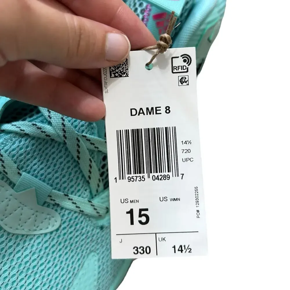 Adidas Dame 8 Dolla Respect My Name Basketball Shoes NWT Men's Sz 15 Aqua Black